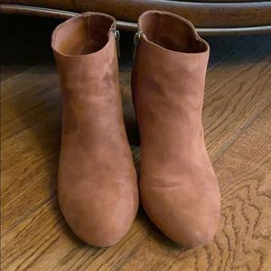 Brown suede booties